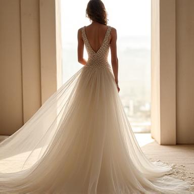 Vestido de novia exclusivo confeccionado a medida atelier Madrid